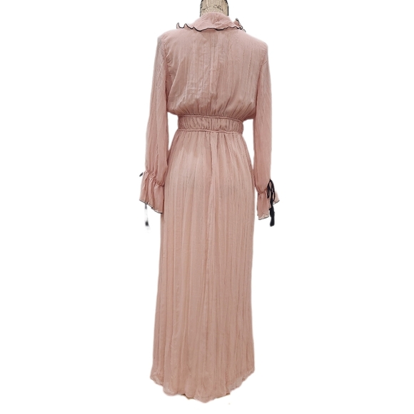 ZARA Sheer Layered Ruffled Dress,Soft Pink, Women's XS - Picture 5 of 10